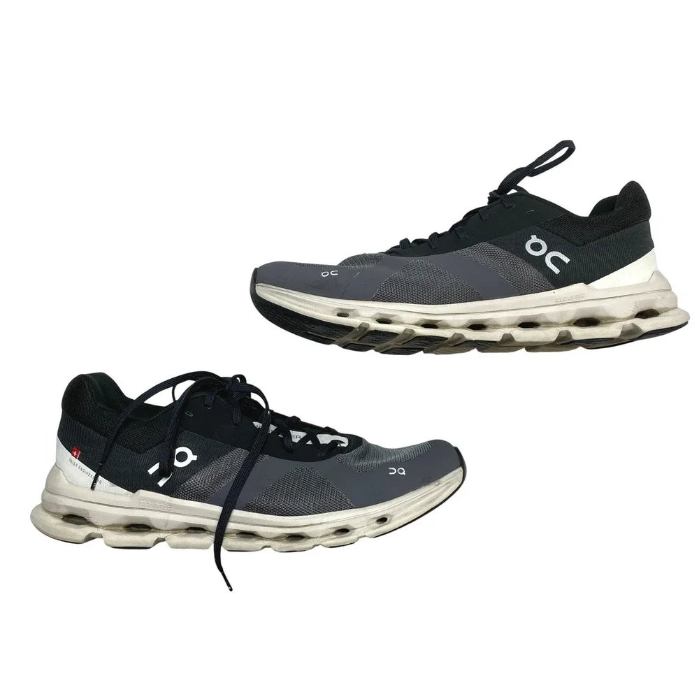 On Cloudrunner Running Shoes Mens 10.5 Black Grey Mesh CloudTec Sneakers